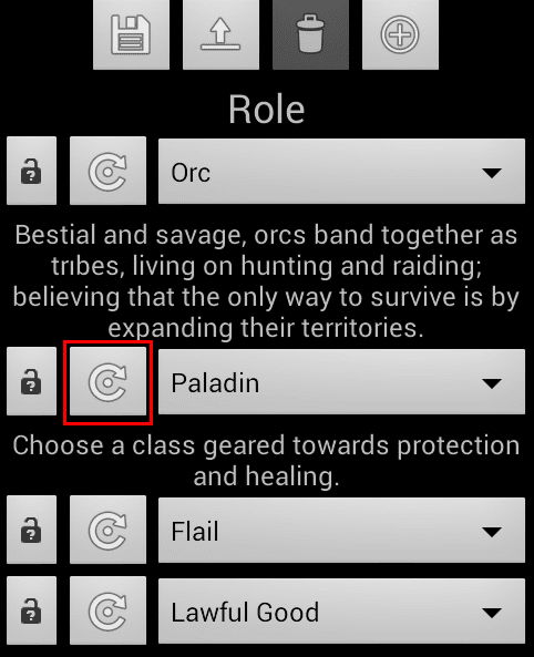 δημιουργία χαρακτήρων RPG στο Android 16