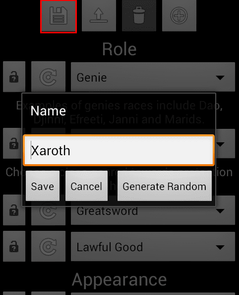 δημιουργία χαρακτήρων RPG στο Android 18