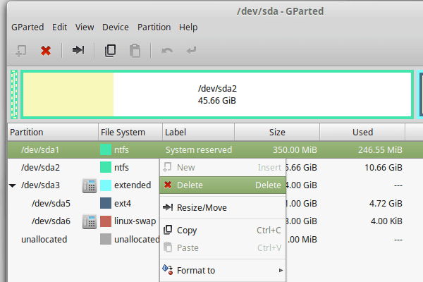 διαγραφή Windows από Linux Mint - Ubuntu Dual-boot 05