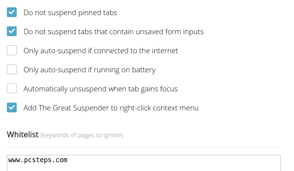 Ελαφρύς Chrome λιγότερη κατανάλωση RAM με το The Great Suspender 06