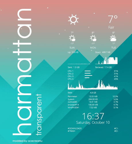 Αλλαγή της επιφάνειας εργασίας με το Rainmeter 36