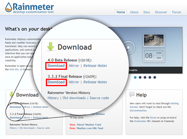 Αλλαγή της επιφάνειας εργασίας με το Rainmeter 4