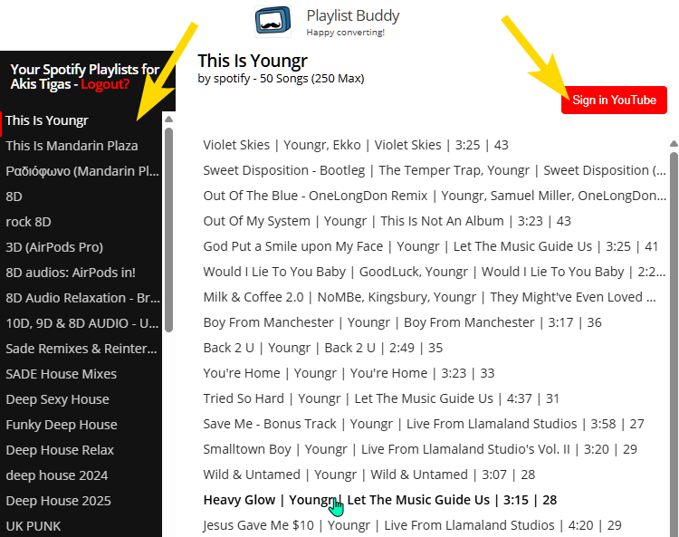 Spotify Playlist Σε YouTube Music 2α