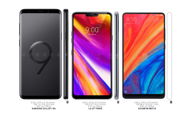 Galaxy S9+ vs. LG G7 ThinQ vs. Mi Mix 2s 3