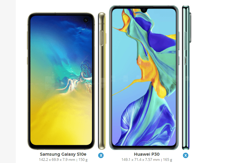 Samsung Galaxy S10e vs Huawei P30 2