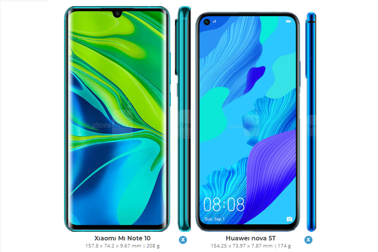 Xiaomi Mi Note 10 vs Huawei Nova 5T 2