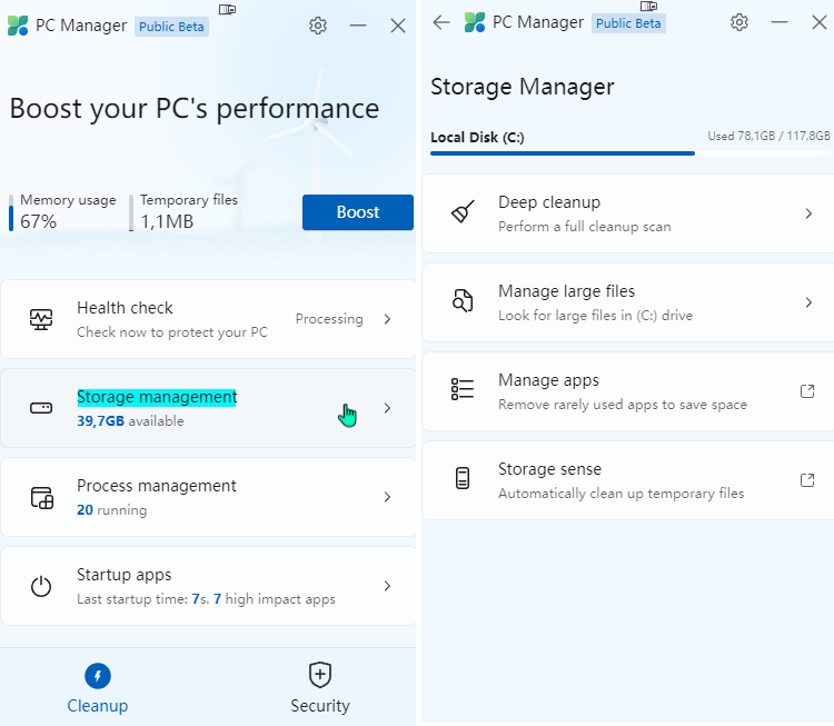 Microsoft PC Manager 2α